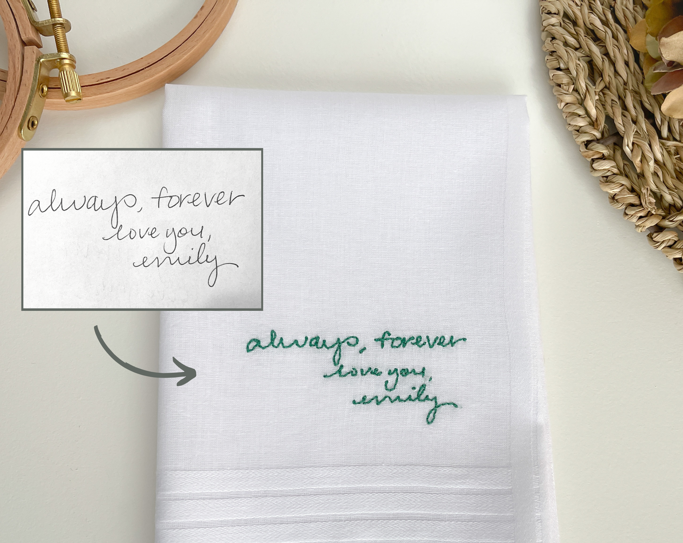 Embroidered Handwritten Handkerchief
