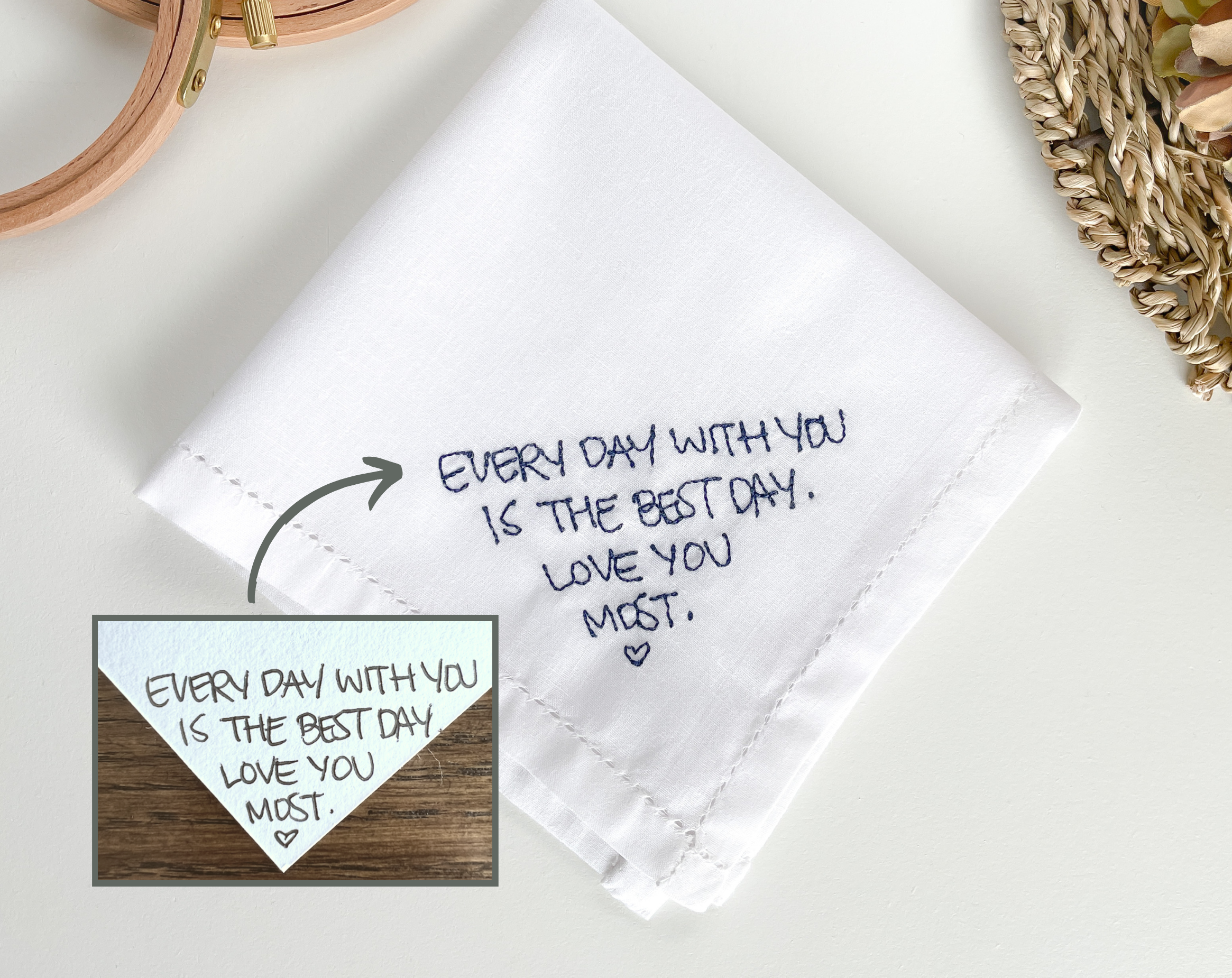 Embroidered Handwritten Handkerchief