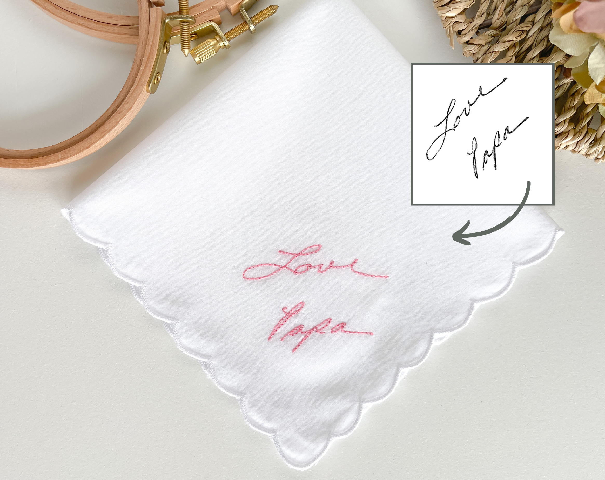 Embroidered Handwritten Handkerchief