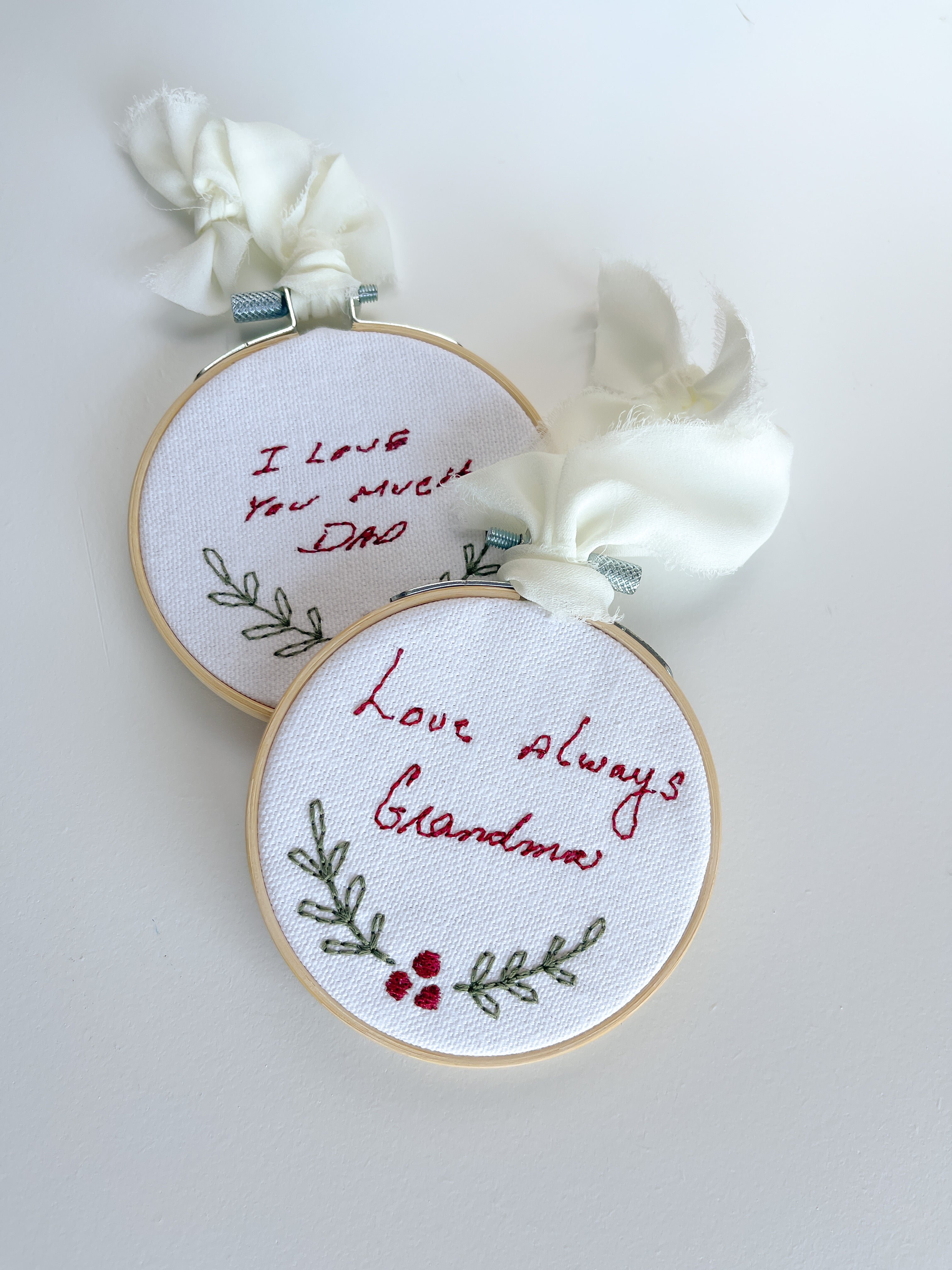 Embroidered Handwriting Ornament
