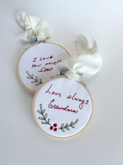 Embroidered Handwriting Ornament