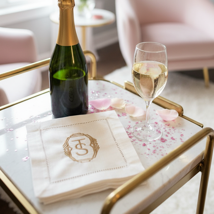 TS Monogram Cocktail Napkin