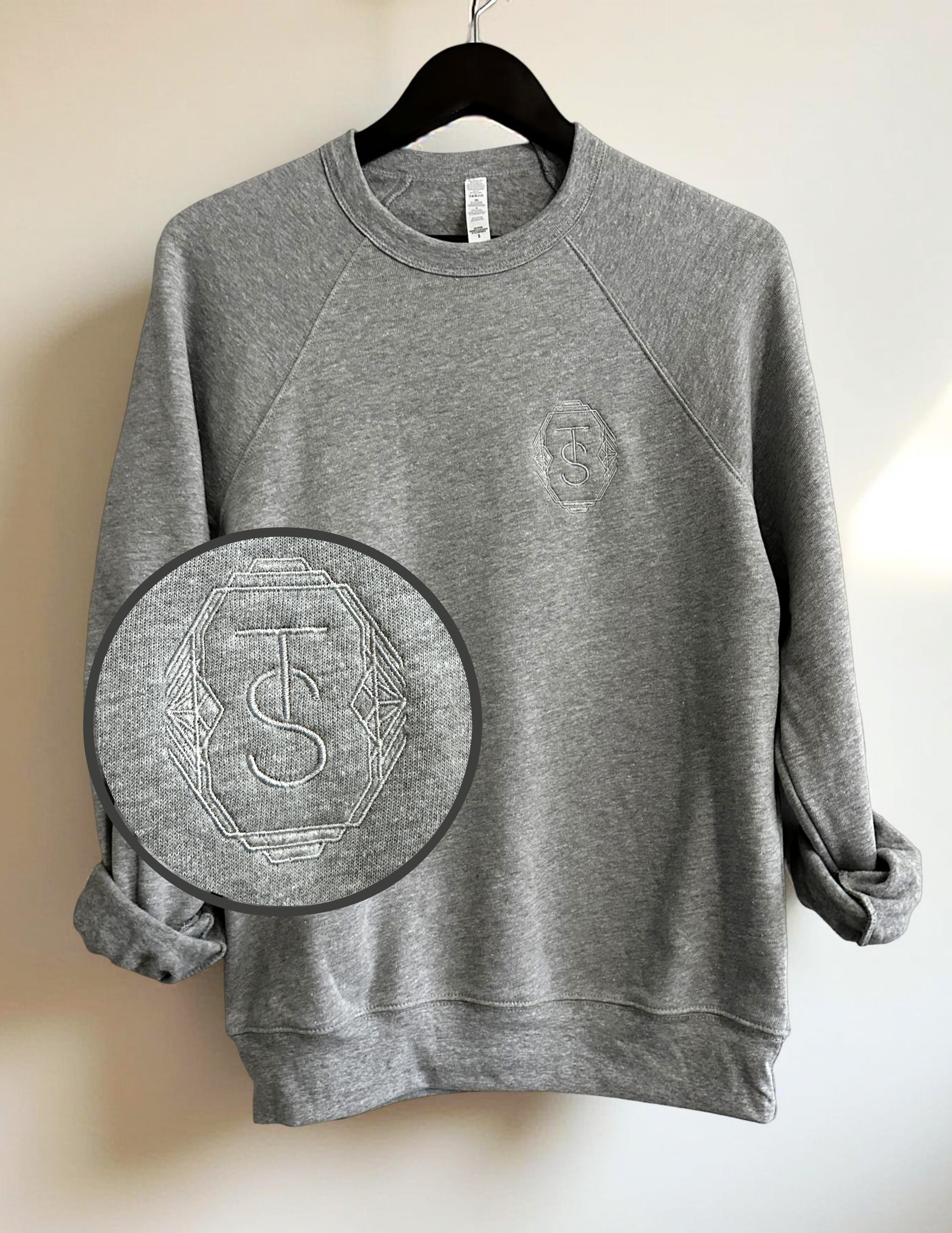 TS Logo  - Embroidered Crewneck - Gray